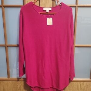 MICHAEL Michael Kors Pink Long Sleeve Tunic Sweater With Gold Side Zippers NWT M
